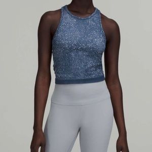 LULULEMON Ebb to Street Cropped Racerback Tank Top Blue Size 4